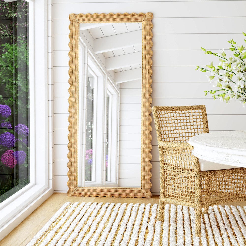Butler Specialty Company - Flora Scalloped  Rattan Floor Mirror, Light Brown - 9766404 view 5