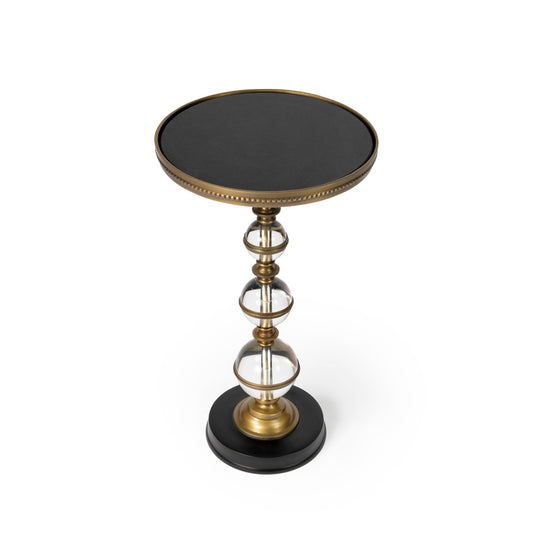 Butler Specialty Company - Forella 12 in. W Round Granite, Acrylic & Metal Pedestal Side Table, Black, Bronze, Clear - 5533140