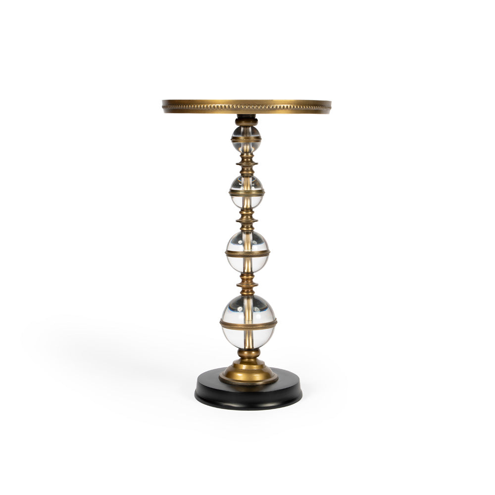 Butler Specialty Company - Forella 12 in. W Round Granite, Acrylic & Metal Pedestal Side Table, Black, Bronze, Clear - 5533140
