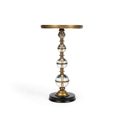 Butler Specialty Company - Forella 12 in. W Round Granite, Acrylic & Metal Pedestal Side Table, Black, Bronze, Clear - 5533140