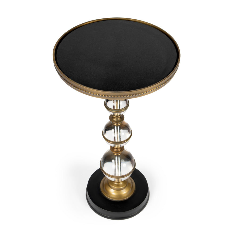 Butler Specialty Company - Forella 12 in. W Round Granite, Acrylic & Metal Pedestal Side Table, Black, Bronze, Clear - 5533140