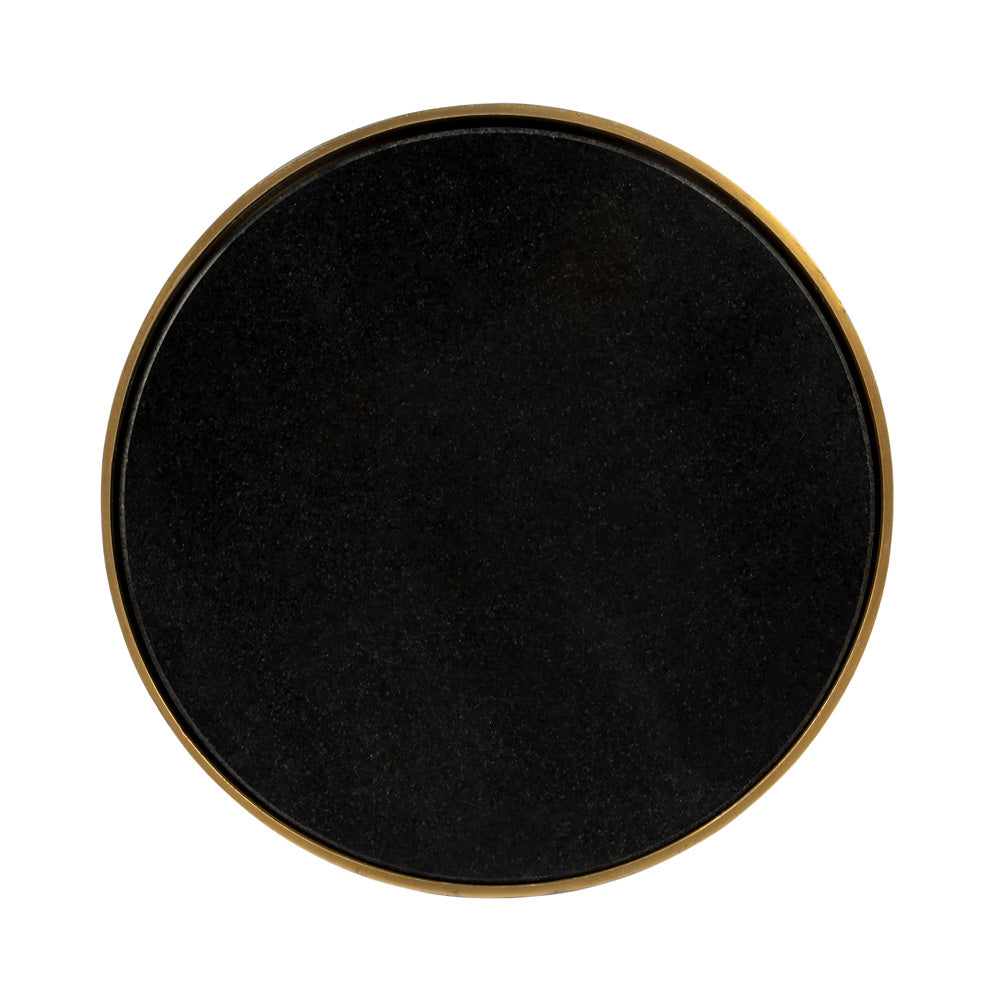 Butler Specialty Company - Forella 12 in. W Round Granite, Acrylic & Metal Pedestal Side Table, Black, Bronze, Clear - 5533140
