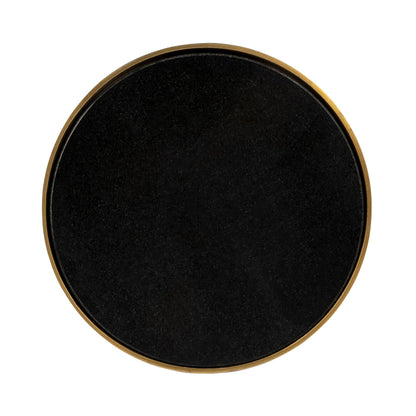 Butler Specialty Company - Forella 12 in. W Round Granite, Acrylic & Metal Pedestal Side Table, Black, Bronze, Clear - 5533140