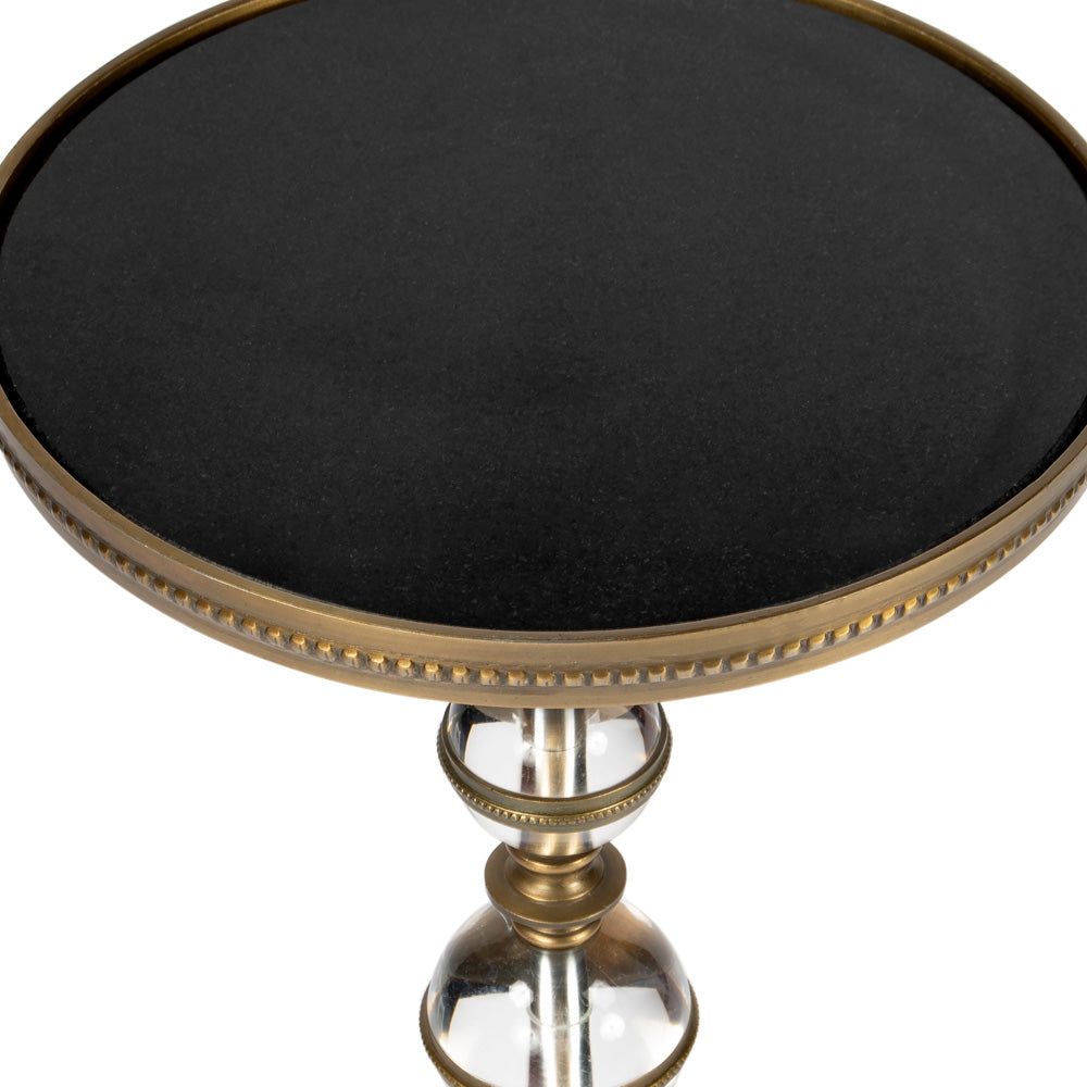 Butler Specialty Company - Forella 12 in. W Round Granite, Acrylic & Metal Pedestal Side Table, Black, Bronze, Clear - 5533140