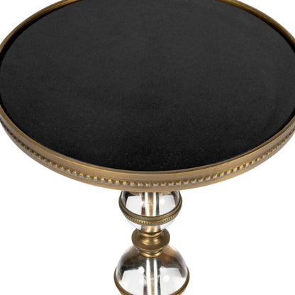 Butler Specialty Company - Forella 12 in. W Round Granite, Acrylic & Metal Pedestal Side Table, Black, Bronze, Clear - 5533140