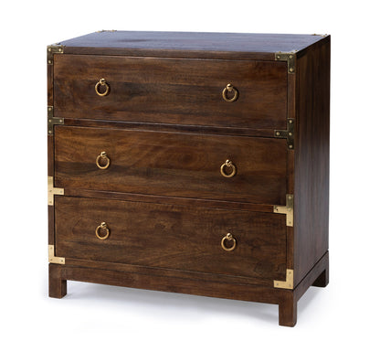 Butler Specialty Company - Campaign - Forster 28 in. W Rectangular Wood Campaign 3 Drawer Dresser, Dark Brown - 9337354