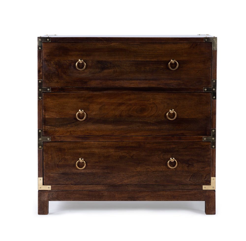 Butler Specialty Company - Campaign - Forster 28 in. W Rectangular Wood Campaign 3 Drawer Dresser, Dark Brown - 9337354