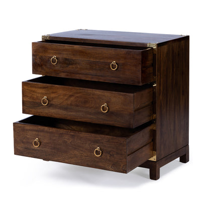 Butler Specialty Company - Campaign - Forster 28 in. W Rectangular Wood Campaign 3 Drawer Dresser, Dark Brown - 9337354