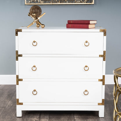 Butler Specialty Company - Campaign - Forster 28 in. W Rectangular Wood Campaign 3 Drawer Dresser, White - 9337304_CLOSEOUT