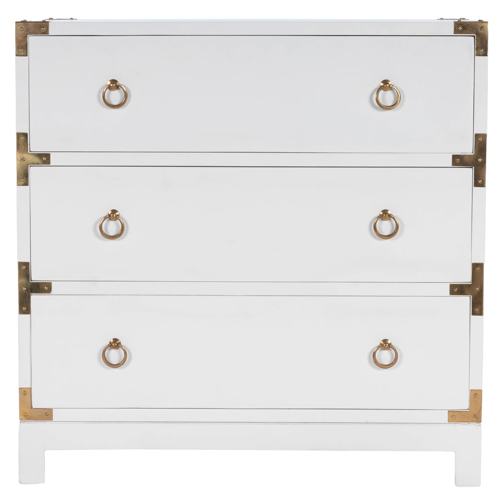Butler Specialty Company - Campaign - Forster 28 in. W Rectangular Wood Campaign 3 Drawer Dresser, White - 9337304_CLOSEOUT