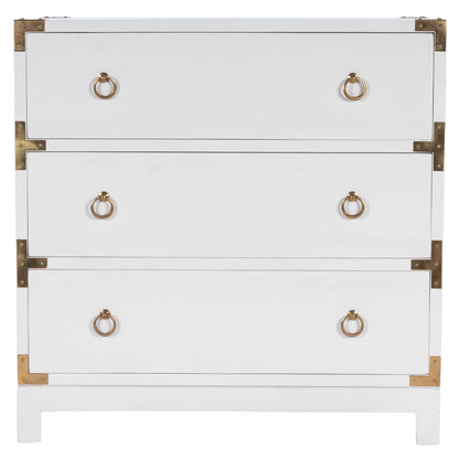 Butler Specialty Company - Campaign - Forster 28 in. W Rectangular Wood Campaign 3 Drawer Dresser, White - 9337304_CLOSEOUT
