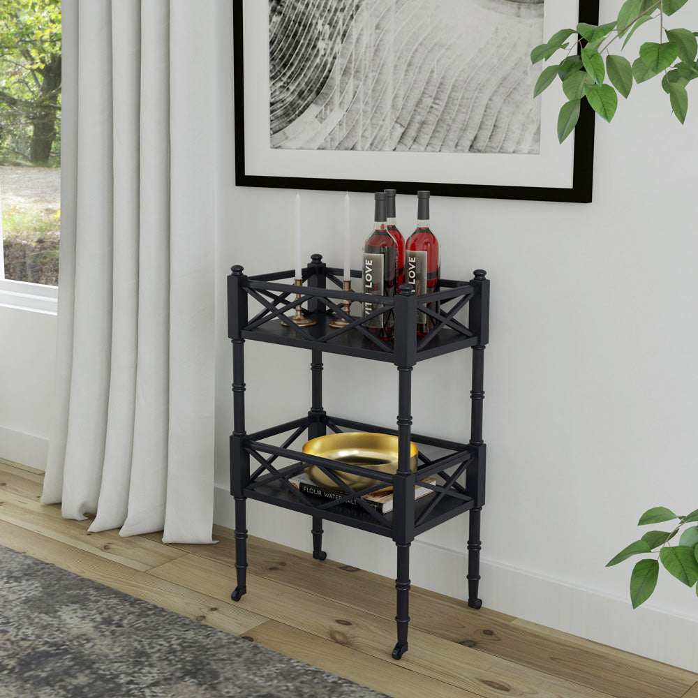 Butler Specialty Company - Foster 19 in. W Rectangular Wood 2 Tier Bar Cart, Black - 1565111