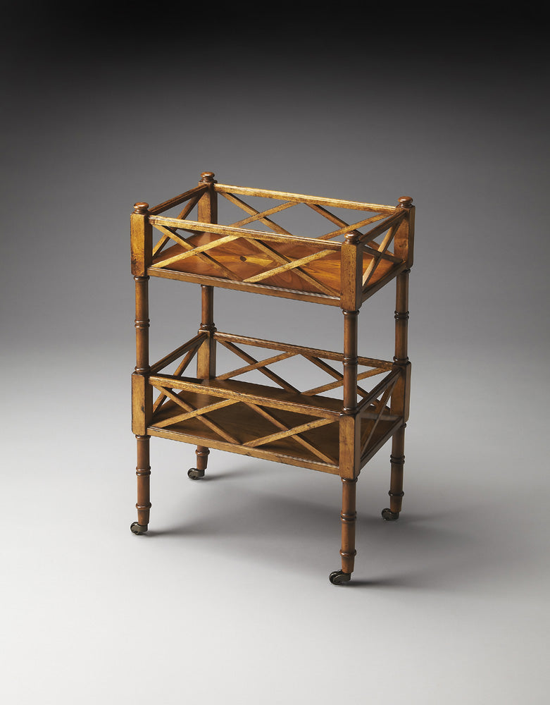 Butler Specialty Company - Foster 19 in. W Rectangular Wood 2 Tier Bar Cart, Medium Brown - 1565101