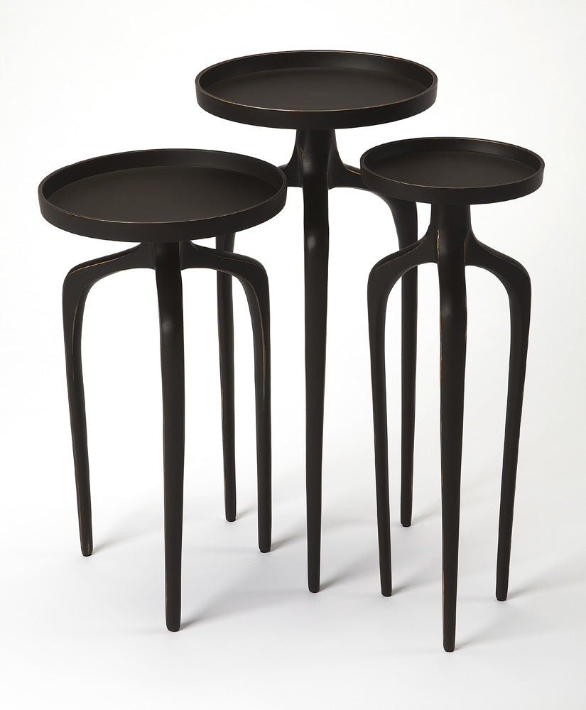 Butler Specialty Company - Franco Round Metal Set of 3 Indoor Scatter Tables, Black - 4421295