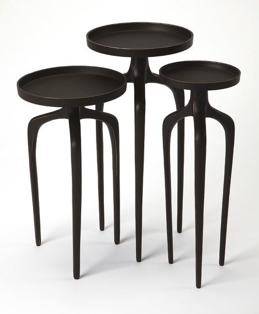 Butler Specialty Company - Franco Round Metal Set of 3 Indoor Scatter Tables, Black - 4421295