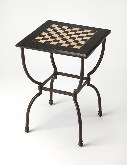 Butler Specialty Company - Frankie 18 in. W Square Fossil Stone & Metal Game Table, Multi-Color - 6061025