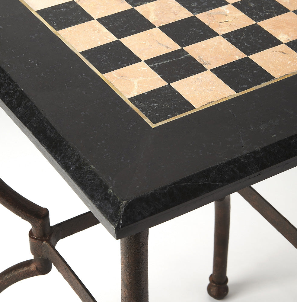 Butler Specialty Company - Frankie 18 in. W Square Fossil Stone & Metal Game Table, Multi-Color - 6061025