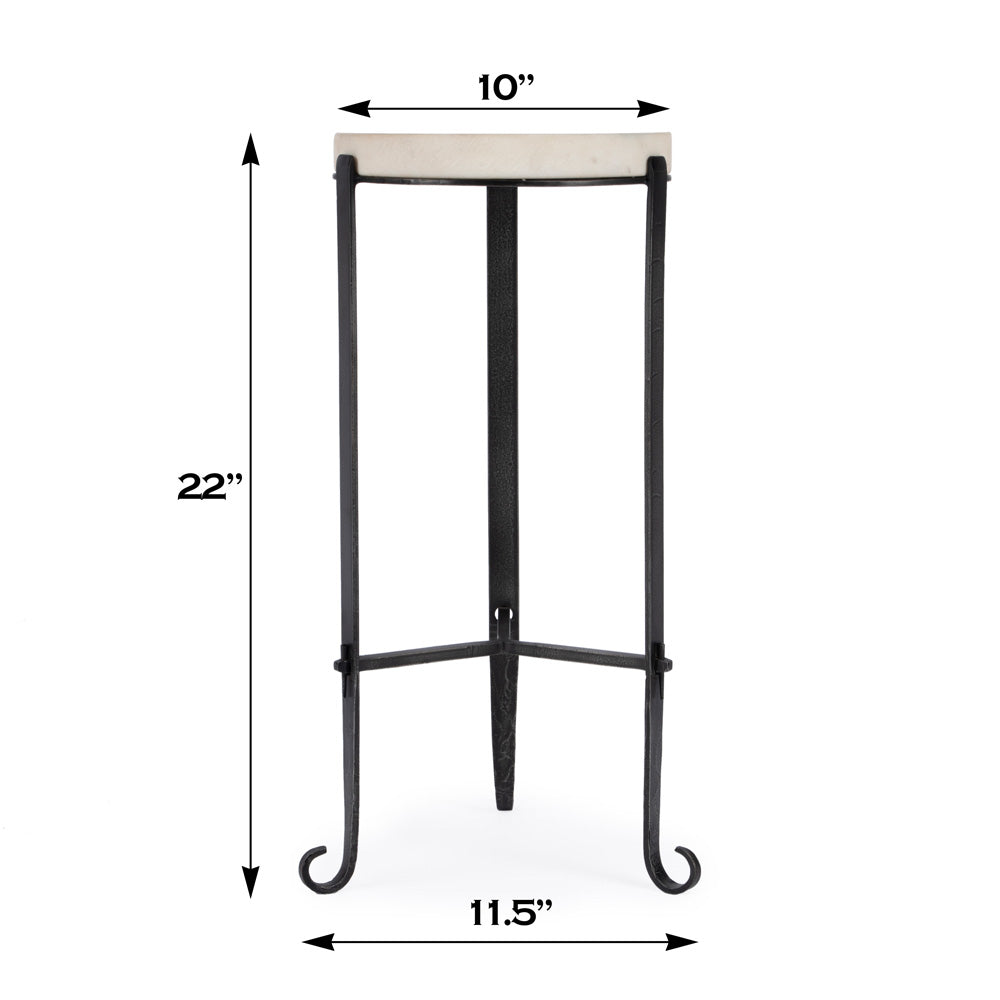 Butler Specialty Company - Freya 11.5 in. W Round Marble & Iron Side Table, Black and White - 5690389