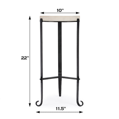 Butler Specialty Company - Freya 11.5 in. W Round Marble & Iron Side Table, Black and White - 5690389