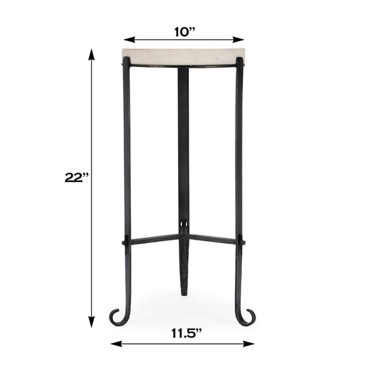 Butler Specialty Company - Freya 11.5 in. W Round Marble & Iron Side Table, Black and White - 5690389