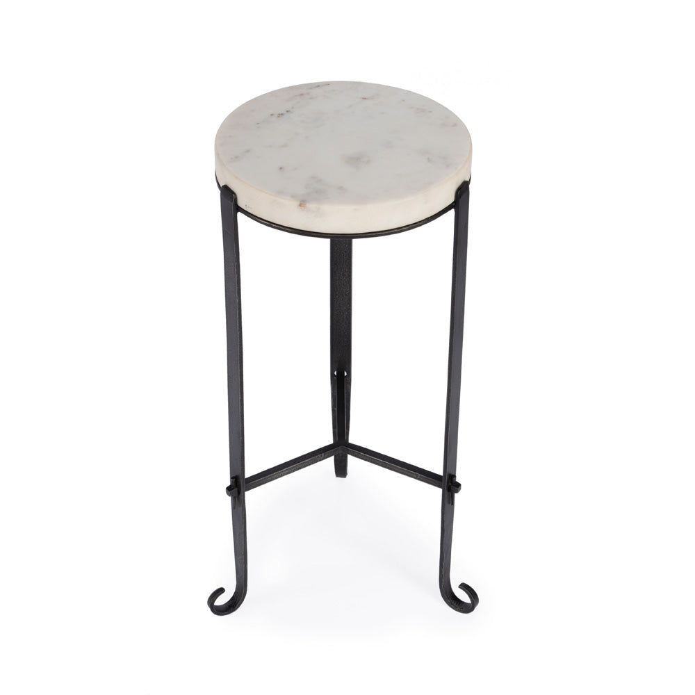 Butler Specialty Company - Freya 11.5 in. W Round Marble & Iron Side Table, Black and White - 5690389