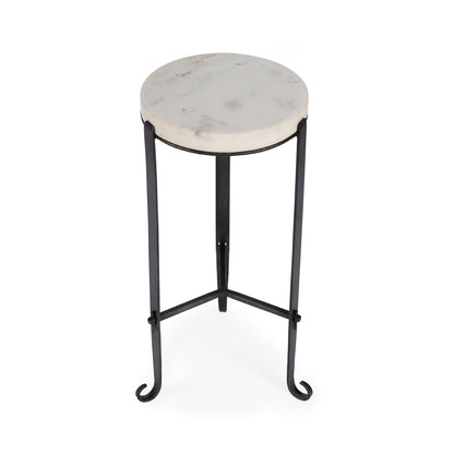 Butler Specialty Company - Freya 11.5 in. W Round Marble & Iron Side Table, Black and White - 5690389