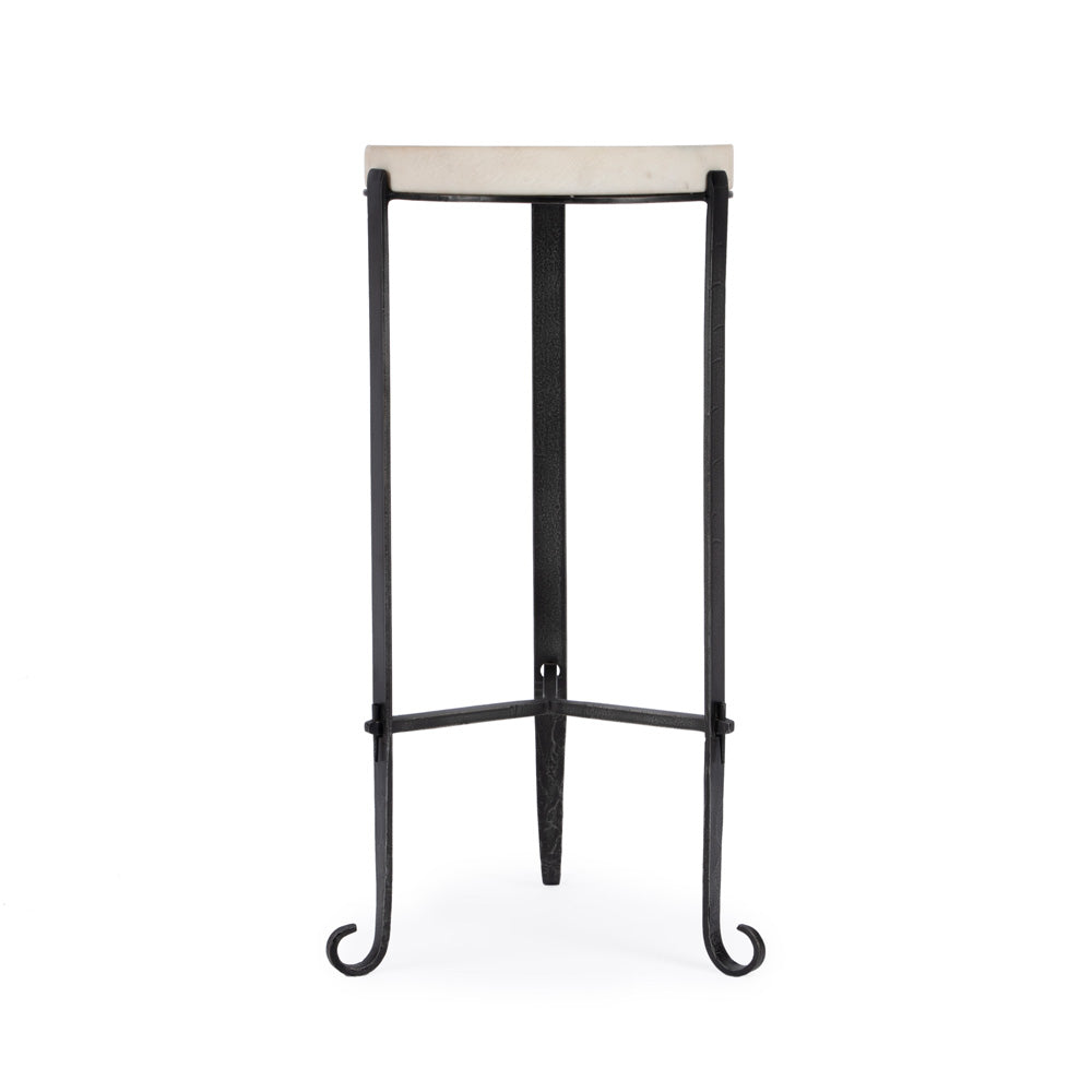 Butler Specialty Company - Freya 11.5 in. W Round Marble & Iron Side Table, Black and White - 5690389