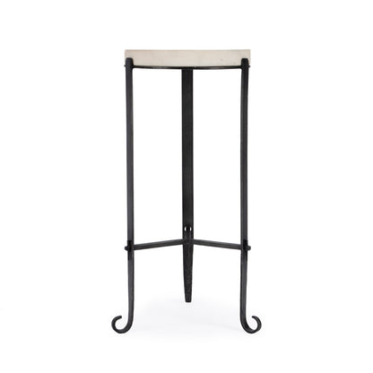 Butler Specialty Company - Freya 11.5 in. W Round Marble & Iron Side Table, Black and White - 5690389