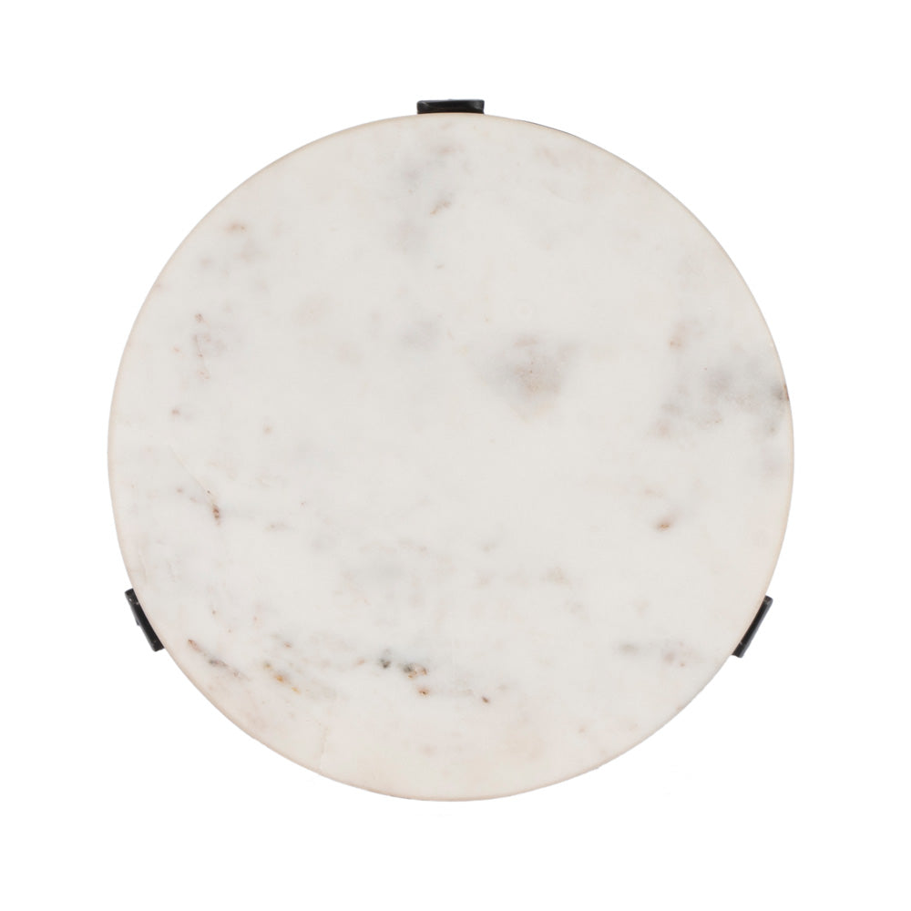 Butler Specialty Company - Freya 11.5 in. W Round Marble & Iron Side Table, Black and White - 5690389
