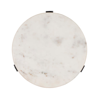 Butler Specialty Company - Freya 11.5 in. W Round Marble & Iron Side Table, Black and White - 5690389