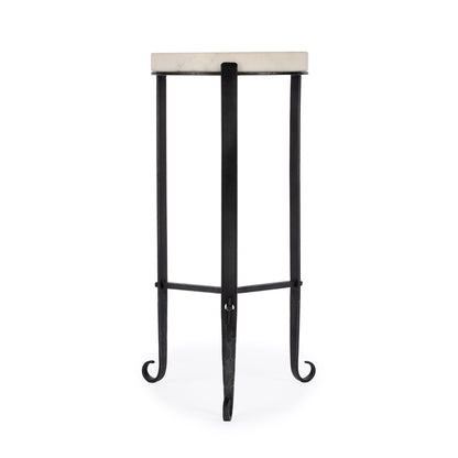 Butler Specialty Company - Freya 11.5 in. W Round Marble & Iron Side Table, Black and White - 5690389