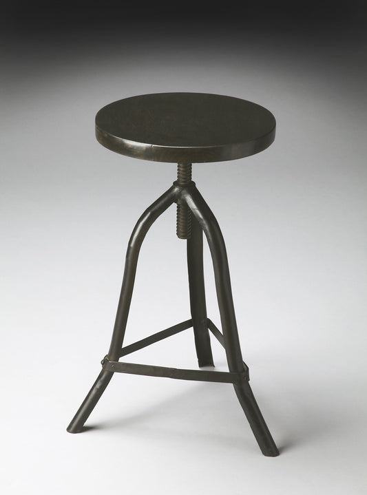 Butler Specialty Company - Fullerton Round Metal & Wood Adjustable Height Swivel Backless Counter Stool, Black - 2897025