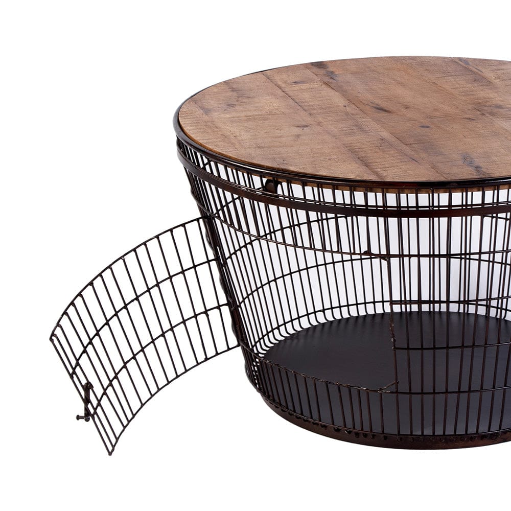 Butler Specialty Company - Fulton 28 in. W Round Iron and Wood Coffee Table w Decorative Handles, Brown - 5899025 View 3
