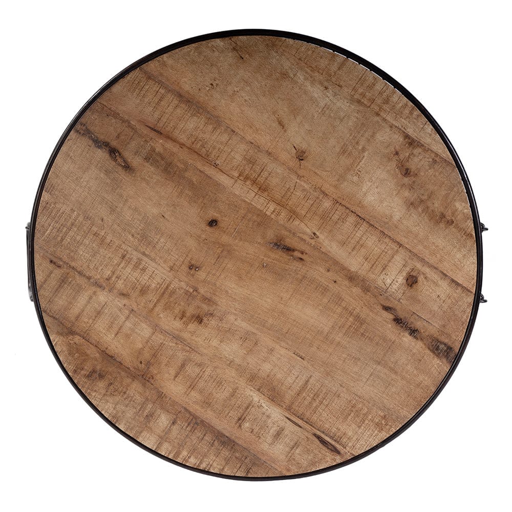 Butler Specialty Company - Fulton 28 in. W Round Iron and Wood Coffee Table w Decorative Handles, Brown - 5899025 View 4