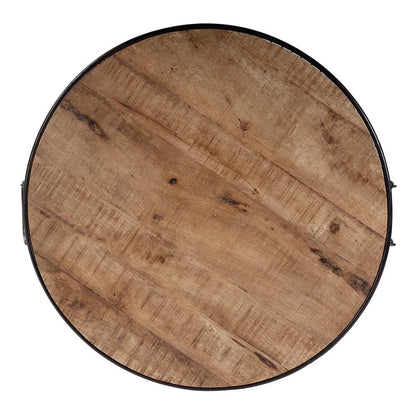 Butler Specialty Company - Fulton 28 in. W Round Iron and Wood Coffee Table w Decorative Handles, Brown - 5899025 View 4