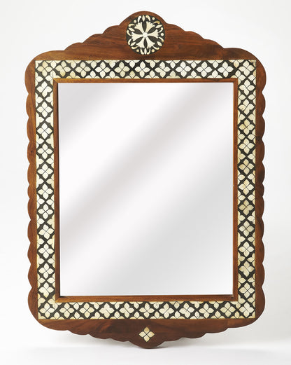 Butler Specialty Company - Gabby Wood & Bone Inlay Wall Mirrored, Medium Brown - 3879338