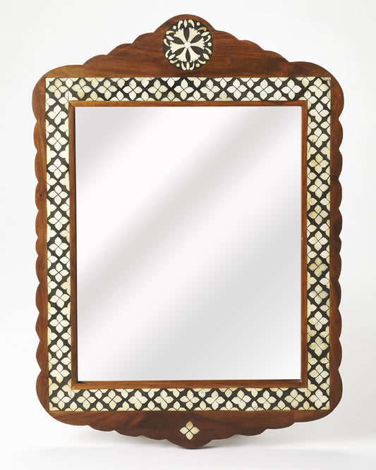 Butler Specialty Company - Gabby Wood & Bone Inlay Wall Mirrored, Medium Brown - 3879338