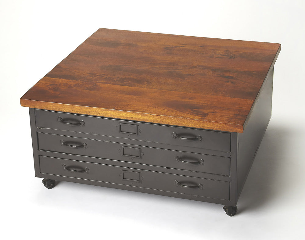 Butler Specialty Company - Galvin 36 in. W Square Wood & Metal Industrial Chic Coffee Table, Multi-Color - 6231330