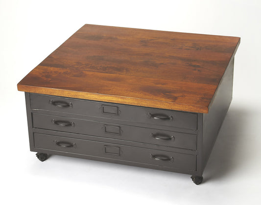 Butler Specialty Company - Galvin 36 in. W Square Wood & Metal Industrial Chic Coffee Table, Multi-Color - 6231330