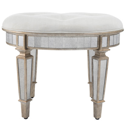 Butler Specialty Company - Garbo 24 in. W Oval Upholstered Seat & Mirrored Vanity Stool, Silver - 3630146