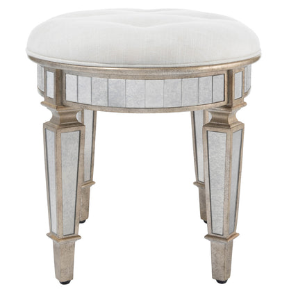 Butler Specialty Company - Garbo 24 in. W Oval Upholstered Seat & Mirrored Vanity Stool, Silver - 3630146