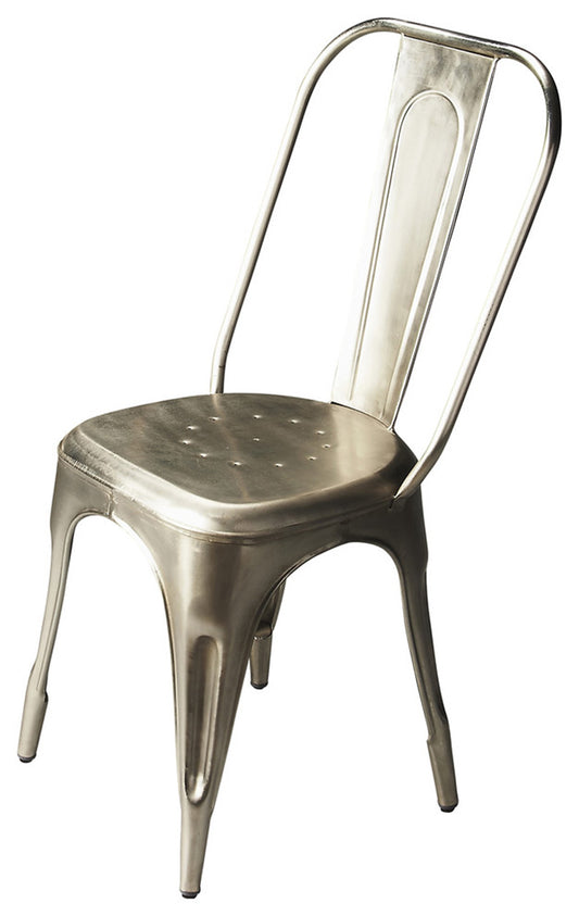 Butler Specialty Company - Garcon 19 in. Seat Height Iron Side Chair with Back, Silver - 3127025_CLOSEOUT