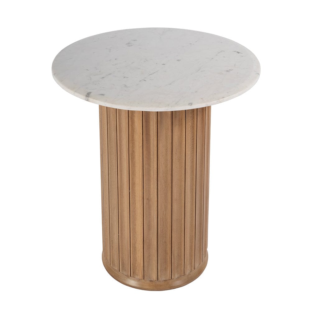 Butler Specialty Company - Geneva 22 in. W Round Marble and Wood Side Table, Brown, White - 5861455 View 1