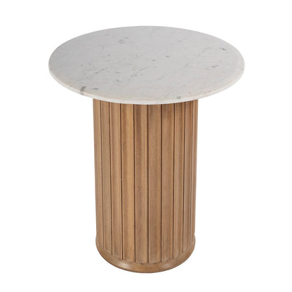 Butler Specialty Company - Geneva 22 in. W Round Marble and Wood Side Table, Brown, White - 5861455 View 1