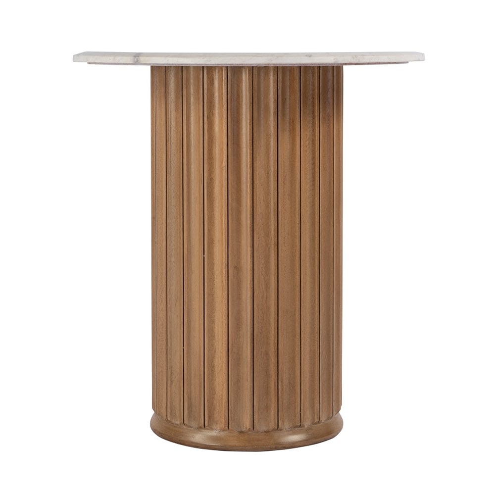 Butler Specialty Company - Geneva 22 in. W Round Marble and Wood Side Table, Brown, White - 5861455 View 2