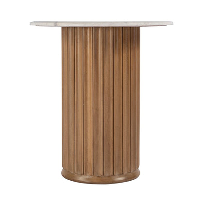 Butler Specialty Company - Geneva 22 in. W Round Marble and Wood Side Table, Brown, White - 5861455 View 2