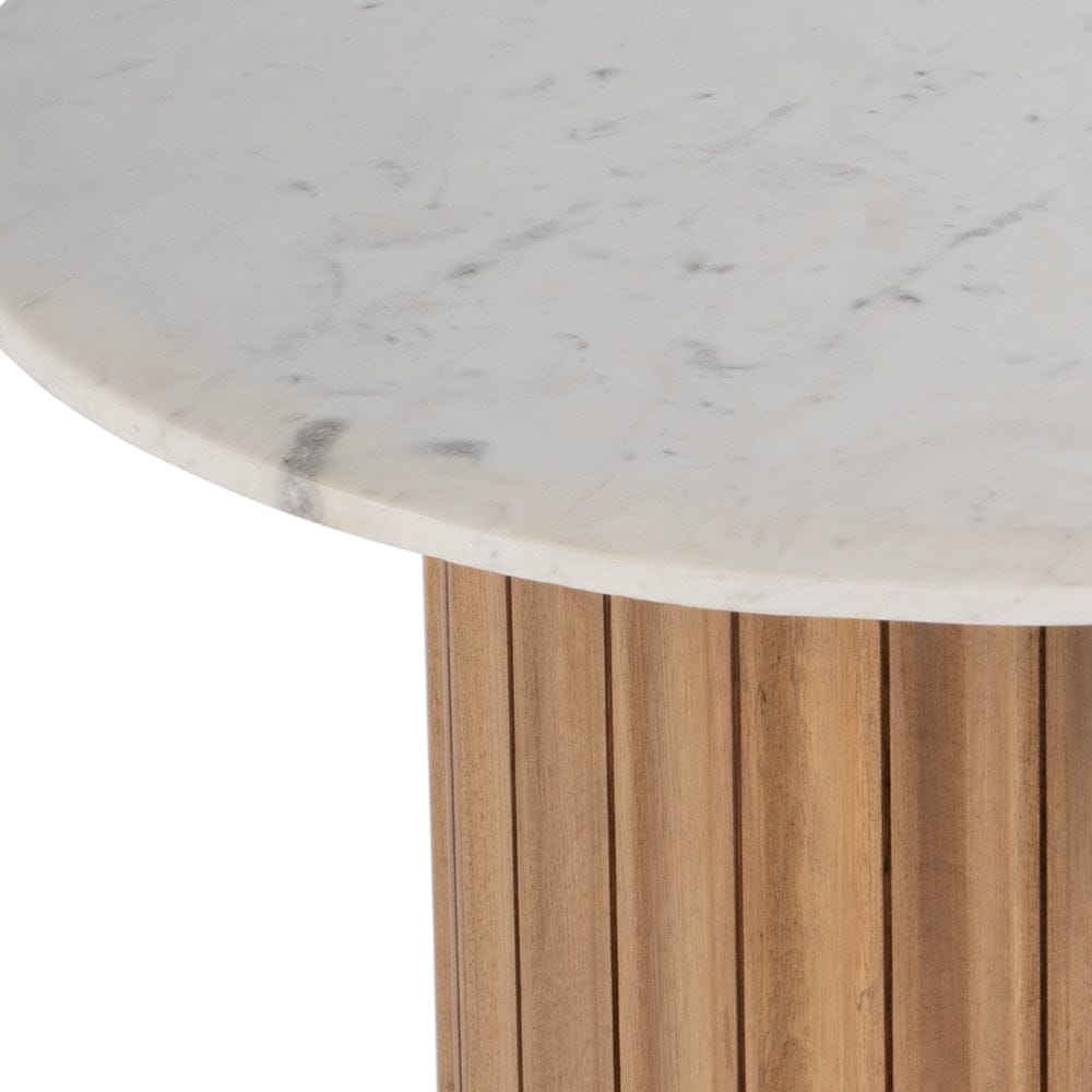 Butler Specialty Company - Geneva 22 in. W Round Marble and Wood Side Table, Brown, White - 5861455 View 3