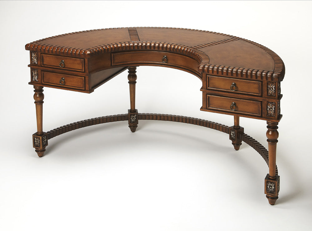 Butler Specialty Company - Connoisseur's - Geneva 60 in. W Demilune Wood 5 Drawer Desk, Dark Brown - 714090