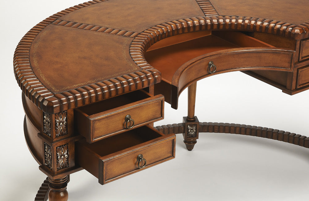 Butler Specialty Company - Connoisseur's - Geneva 60 in. W Demilune Wood 5 Drawer Desk, Dark Brown - 714090