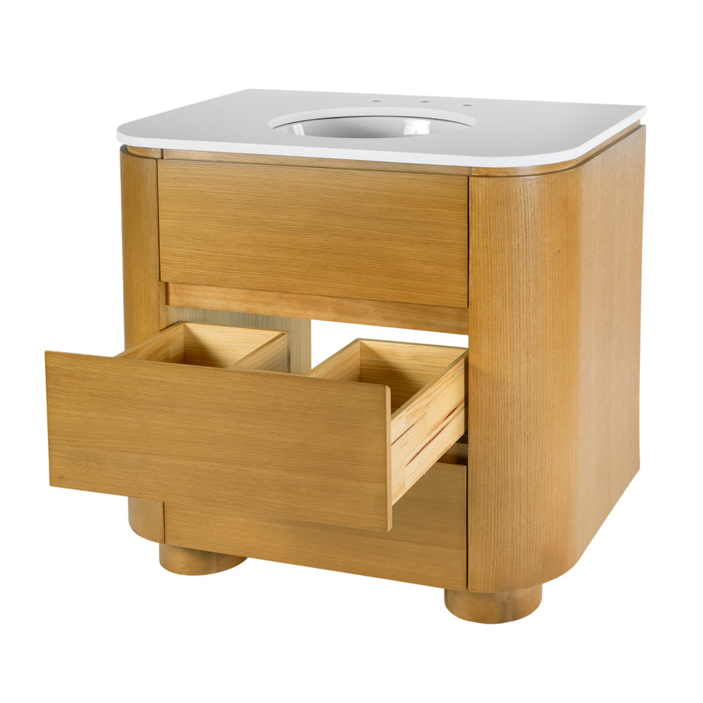 Butler Specialty Company - Genoa 36 in. W Rectangular Wood & Quartz 2 Drawer Single Sink Bathroom Vanity, Light Brown - 6271492 view 2